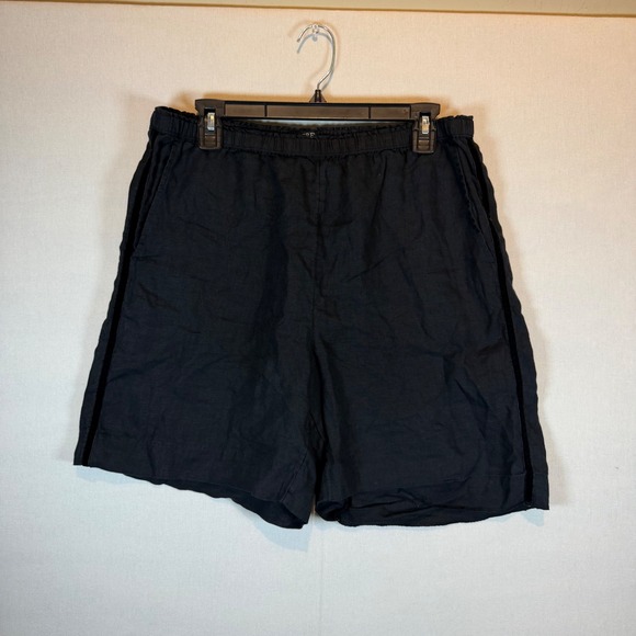 J.Crew Womens Black Linen Velvet Stripe Elastic Waist Shorts Medium Black - Picture 4 of 9